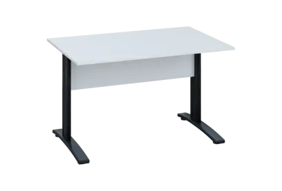 EPK 28 - 12 stůl kancelářský, kovová podnož černá, deska 25 mm, široký 1200 mm, bílá